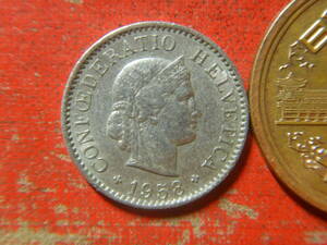外国・スイス／５ラッペン白銅貨（1958年）　240508
