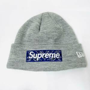 C-67713I 【希少】 Supreme シュプリーム New Era ニット帽 19AW バンダナ Bandana ボックスロゴ Box Logo Beanie ビーニー グレー