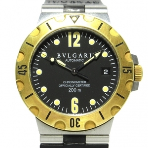 BVLGARI(ブルガリ) 腕時計 ディアゴノスクーバGMT SD38SG メンズ K18YG×SS/ラバーベルト 黒