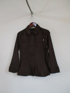 BURBERRY茶異素材7分袖シャツジャケット（USED）42718MP