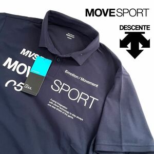 □z061新品【メンズM】紺 DMMVJA74 ゴルフ DESCENTE MOVE SPORT デサントムーヴスポーツ SUNSCREEN COOL 吸汗速乾 ポロシャツ