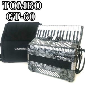 【中古良品】　TOMBO トンボ　アコーディオン 独奏用 GT-60B 34鍵（MML3列笛） 60ベース（4列笛）コスモグレーパール 