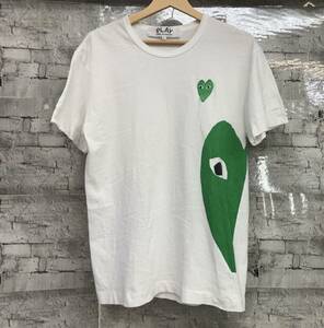 PLAY COMME des GARCONS プレイ コムデギャルソン グリーンハート 半袖Tシャツ ビッグロゴ AZ-T062 サイズL ホワイト