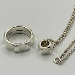 ☆ 希少品 メンズ 2点 ティファニー パロマ グルーブ リング 指輪 ネックレス ペンダント シルバー 925 Tiffany Silver Men