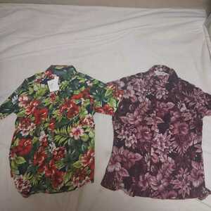 【新品未使用】アロハシャツ 風プリント半袖シャツ男性Mサイズ二点セット