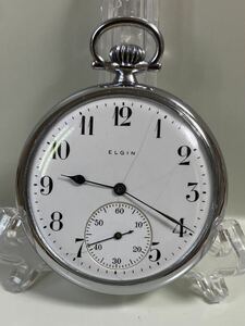 懐中時計　エルジン 稼働　1909年製　ELGIN NAT’L WATCH Co. USA アンティーク　手巻き スモセコ 白文字盤 