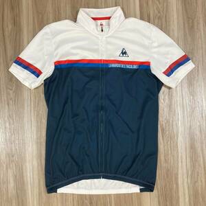 送料無料★美品 ルコック Oサイズ メンズ 半袖 サイクルジャージ le coq sportif デサント製 3ポケット 速乾 おしゃれ 良質品 n938 トリコ