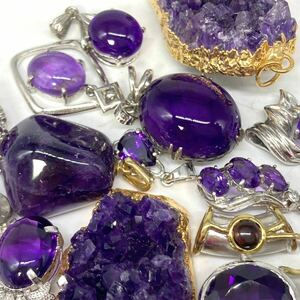 ■アメシストペンダントトップ 13点おまとめ■m約60g アメジスト amethyst 紫水晶 pendant accessory jewelry ジュエリー silver CE0