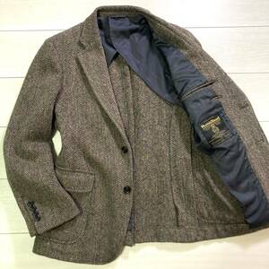 ★美品★ハリスツイード × バックナンバー Harris Tweed BACK NUMBER 段返り三つボタン テーラードジャケット スーツ ブレザー メランジ