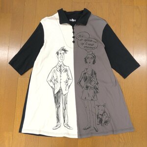 TOKUKO1erVOL トクコプルミエヴォル 切替デザイン ゆったり プリント チュニック カットソー 9(M) 日本製 Tシャツ オーバーサイズ 女性用