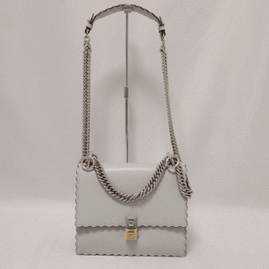 FENDI フェンディ キャナイ ショルダーバッグ チェーンショルダーバッグ カーフ ライトグレー 8M0381 中古美品　送料無料！！