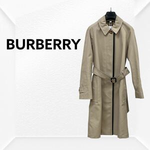 美品 BURBERRY バーバリー 裏地ノバチェック コットン ラムレザー切替 レザートリミング ステンカラーコート レディース 8020187