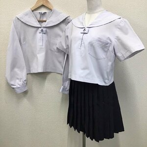 O301 (中古) 兵庫県 東播磨高校 セーラー服 3点セット /旧制服/5/W61/丈48/白3本ライン/半袖/長袖/合服/夏服/中学/高校/制服/女子学生