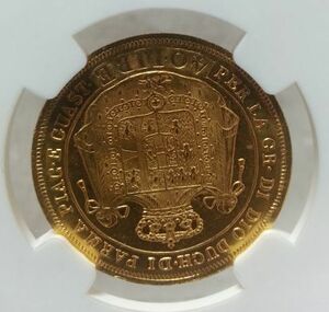 ●コイン● 1815 金貨 イタリア パルマ マリア ルイーザ 40リレ 40リラ MS 62