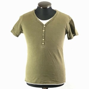 タケオキクチ　半袖フェイクレイヤード　カットソー　Tシャツ　サイズ2/メンズM/カーキ　管NO. 6-89