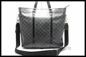 近年モデル希少美中古■LOUIS VUITTON ダミエグラフィット タダオ レザー 2way トートバッグ ルイヴィトン■0404rw1364946