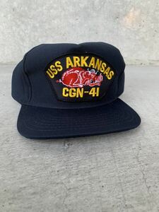 米軍 放出品 新品 未使用 アメリカ製 ヴィンテージ メッシュ キャップ USS ARKANSAS