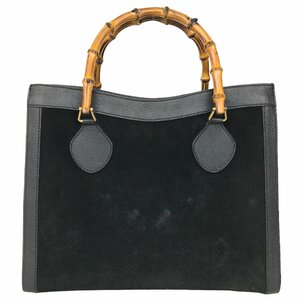 【1円～】グッチ GUCCI バッグ ハンドバッグ トートバッグ バンブー スエード ブラック 02 123 0260 中古