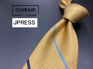 【超美品】JPRESS　ジェイプレス　レジメンタル柄　ネクタイ　3本以上送料無料　イエローブラウン　0501088