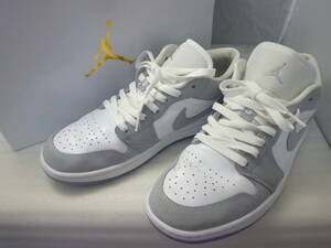 NIKE ナイキ WMNS AIR JORDAN 1 LOW エアジョーダン 1 ロー グレー×白 ヌバック×レザー 28.0cm DC0774-105 ウィメンズスニーカー USED