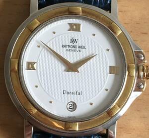 290-0838 RAYMOND WEIL メンズ　レディース　腕時計　革ベルト　クオーツ　青　ブルー　9198 A072467 Parsifal 電池切れ　動作未確認