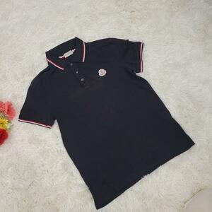 モンクレール　ブラック　ワッペン　ロゴ　ポロシャツ　Tシャツ　半袖　スポーティー