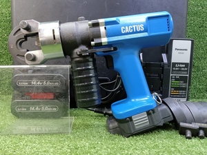 中古 CACTUS カクタス クリンプボーイ 12V コードレス電動圧着工具 EV-200DX 電池アダプタ 14.4V 5.0Ah バッテリー 2個 充電器 付