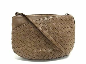 1円 BOTTEGA VENETA ボッテガヴェネタ イントレチャート レザー クロスボディ ショルダーバッグ ポシェット 斜め掛け ブラウン系 AW9105