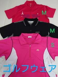レディースゴルフウェア GOLF マリクレール エレッセ kolwin 3枚セット テニスウェア 半袖ポロシャツ ピンク 黒 チェック ゴールドウィン