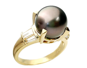 TASAKI 田崎真珠 タサキ パール ダイヤ リング 指輪 K18 総重量6.3g ダイヤモンド 0.59ct 12号 18金 ブラックパール 黒真珠 新品仕上済