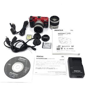 1円 PENTAX Q10 SMC PENTAX 1:2.8 15-45mm 1:2.8-4.5 5-15mm ミラーレス一眼カメラ レッド C301340