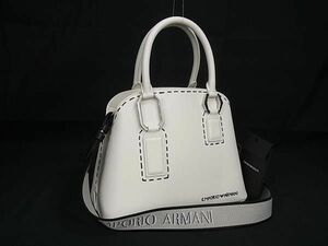 ■現行品■新品■未使用■ EMPORIO ARMANI エンポリオアルマーニ レザー 2WAY ハンドバッグ ショルダー クロスボディ ホワイト系 FA3893