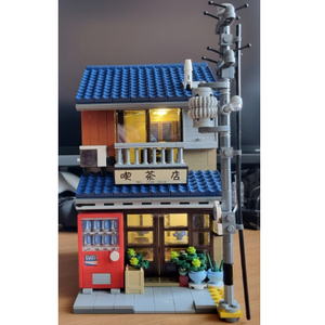 ビルディング ブロックセット 1200ピース USBライト 日本 喫茶店 ギフト ブロック 組み立て 照明 店舗 玩具 キット プレゼント お茶店 家