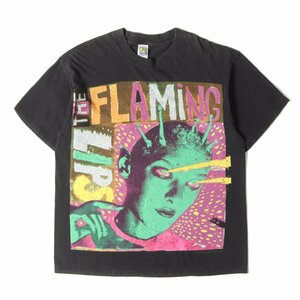 90s THE FLAMING LIPS ザ・フレーミング・リップス ツアーポスター Tシャツ COMPETITORボディ ブラック 黒 XL バンドT ロックT 古着