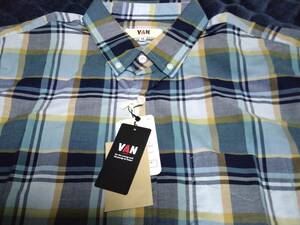 VAN JAC 　　半袖マドラスチェックBDシャツ　サックス　XL　　新品未使用　　アイビー　トラディショナル