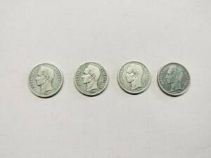 1円～　美品　ベネズエラ　2ボリバル　銀貨　4枚まとめ　1929年　1935年　1945年　1960年　コイン　海外コイン　硬貨