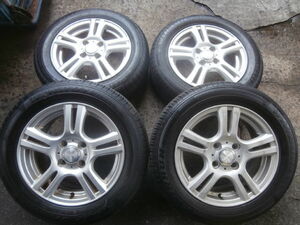 ★ GD1 フィットで使用 メーカ－不明 社外 アルミホイル 1台分 14X5.5J 4H 100PCD OFF+45 175/65R14 2020年製 in/outあり 8分山