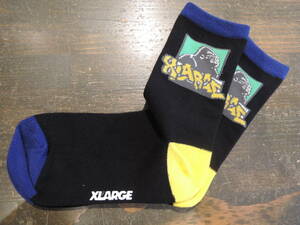 X-LARGE エクストララージ XLARGE KIDS ボックスゴリラクルーソックス クロ 最新作 送料140円～　