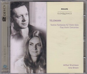 ★CD Telemann:5 Violin Concertos.12 Fantasias for Solo Violinテレマン:無伴奏ヴァイオリンのための12の幻想曲 2CD*グリュミオー