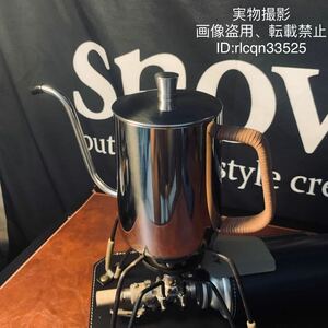 超高品質 鏡面 ステンレス製 直火HI 適用 細口コーヒーポット 頑丈 キャンプ用　600ml アウトドア　395g