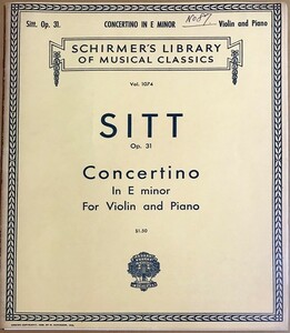 ジット 小協奏曲 ホ短調 Op.31 (ヴァイオリン+ピアノ) 輸入楽譜 SITT Concertino e-moll Op.31 洋書