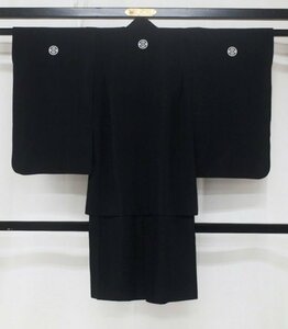 貸衣装処分品　五歳男の子用祝い着　332　着物・羽織・袴　紺/グレー・黒（中古）〈レターパック不可〉
