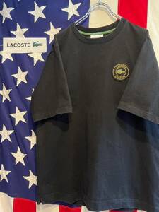 ★日本製★BEAMS×LACOSTE★ビームス×ラコステ★ビンテージワッペンヘビーウェイトコットンTシャツ★TH715PL★ブラック★黒★Lサイズ相当