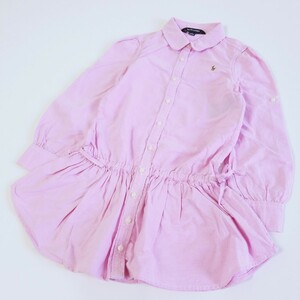 RALPH LAUREN　ラルフローレン　ワンピース　ワンポイント刺繍　キッズ服　子供服　女の子　可愛い120サイズ　ピンク　ポニー　長袖シャツ