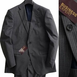 新品 ビジネスエキスパート 春夏 ストライプ スーツ A6 (L) 【J56091】BUSINESS EXPERT 背抜き シングル ウール ストレッチ メンズ