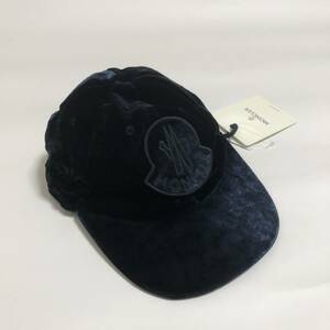 未使用 MONCLER モンクレール キャップ キッズ L ベロア 帽子 ネイビー ロゴ 子供 正規品 直営店購入