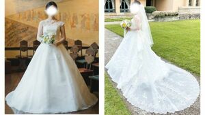 ウエディングドレス 使用回数１回 美品 必要なもの全部セット クリーニング済 162cm前後の方に最適 白 ホワイト 二次会 前撮り 結婚式