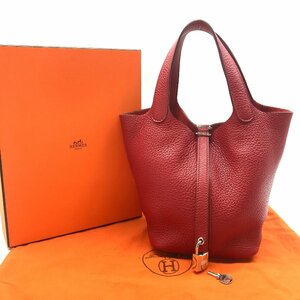 HERMES エルメス ピコタン ロック PM トリヨン ルージュ カザック ハンド バッグ レッド P金具 良品 k668