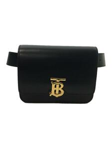 BURBERRY◆TBロゴ/ウエストバッグ/牛革/レザー/BLK/8012204