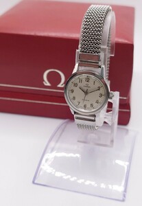 【SR-255】 OMEGA Geneve 手巻き 時計 全数字 白文字盤 ラウンド レディース 腕時計 女性用 箱付き アンティーク ブランド 稼働品 